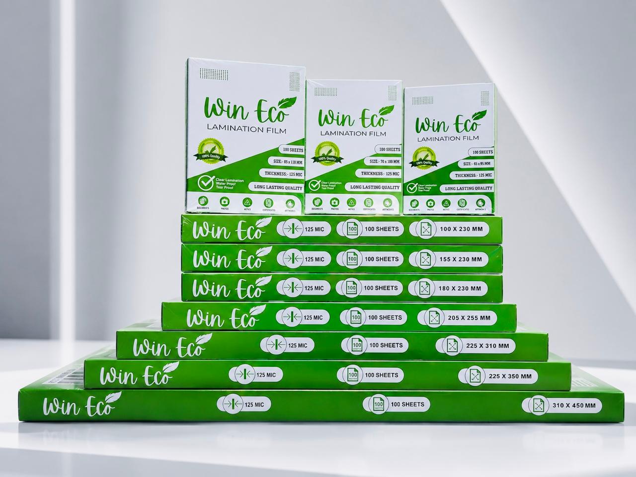 Win Eco lamination film packs in multiple sizes