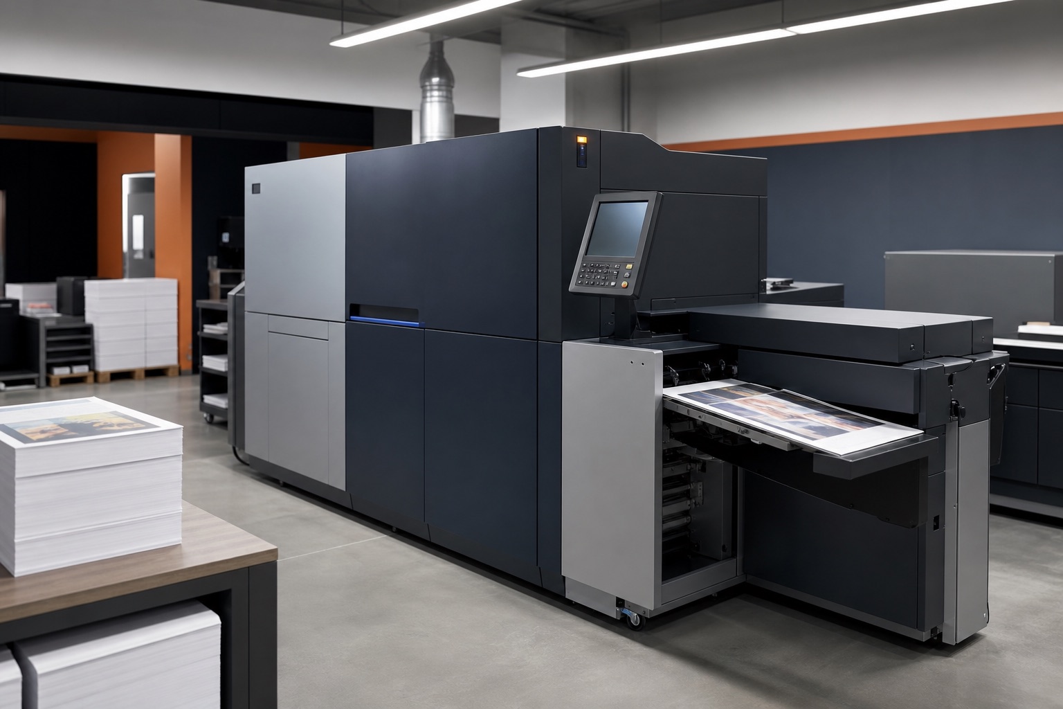 Production print machine in a clean print room