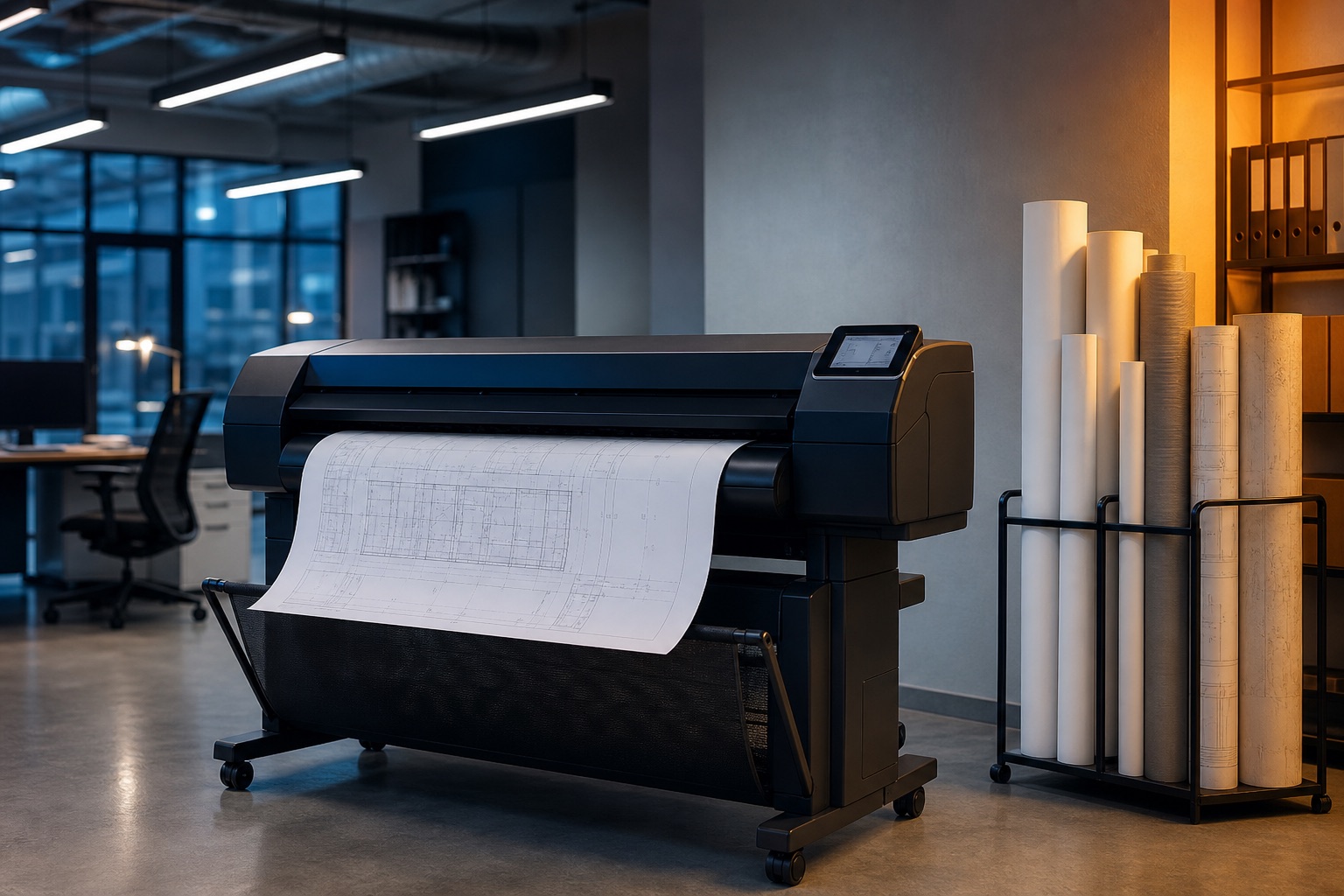 Wide format plotter printing architectural plans